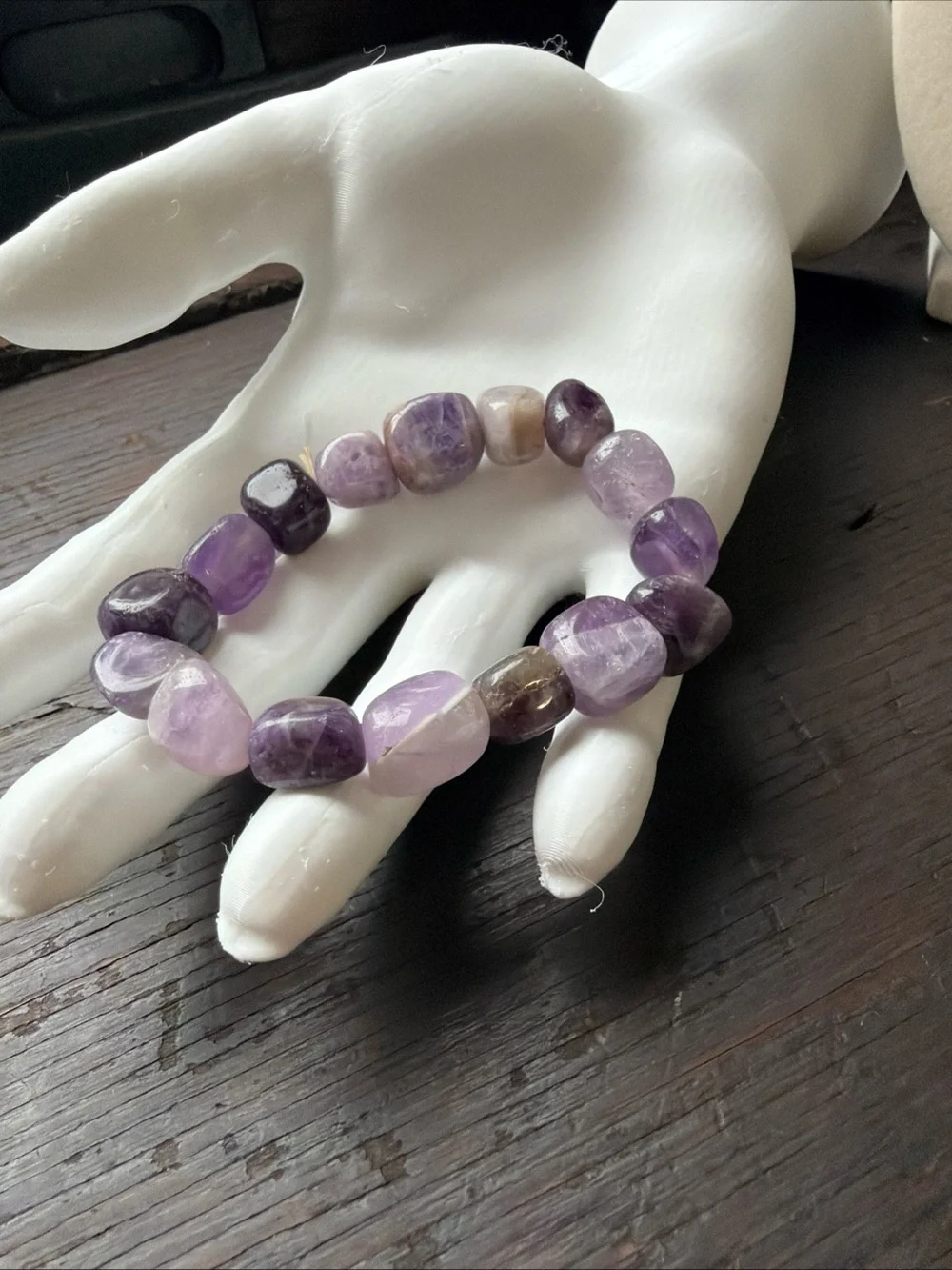Amethyst Beaded Stretch Bracelet - Purple